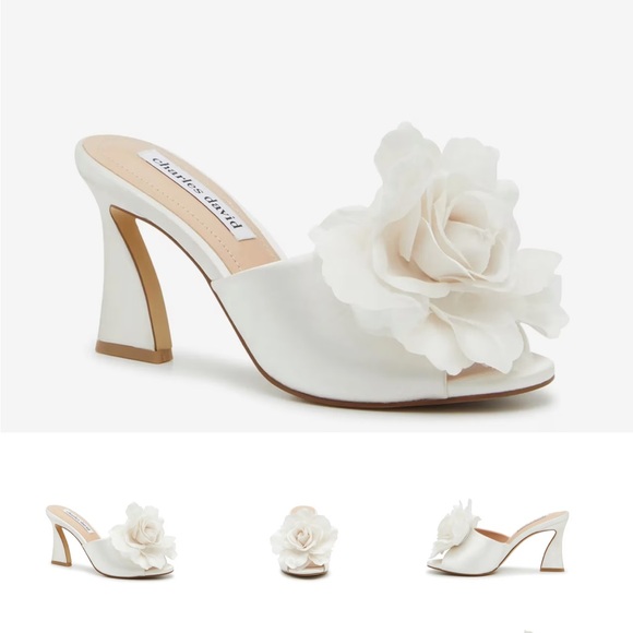 Charles David Shoes - Ivory Bridal Flower Heels